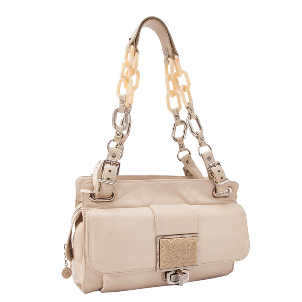 

Balenciaga Brown/Beige Leather Plastic Cherche Shoulder Bag