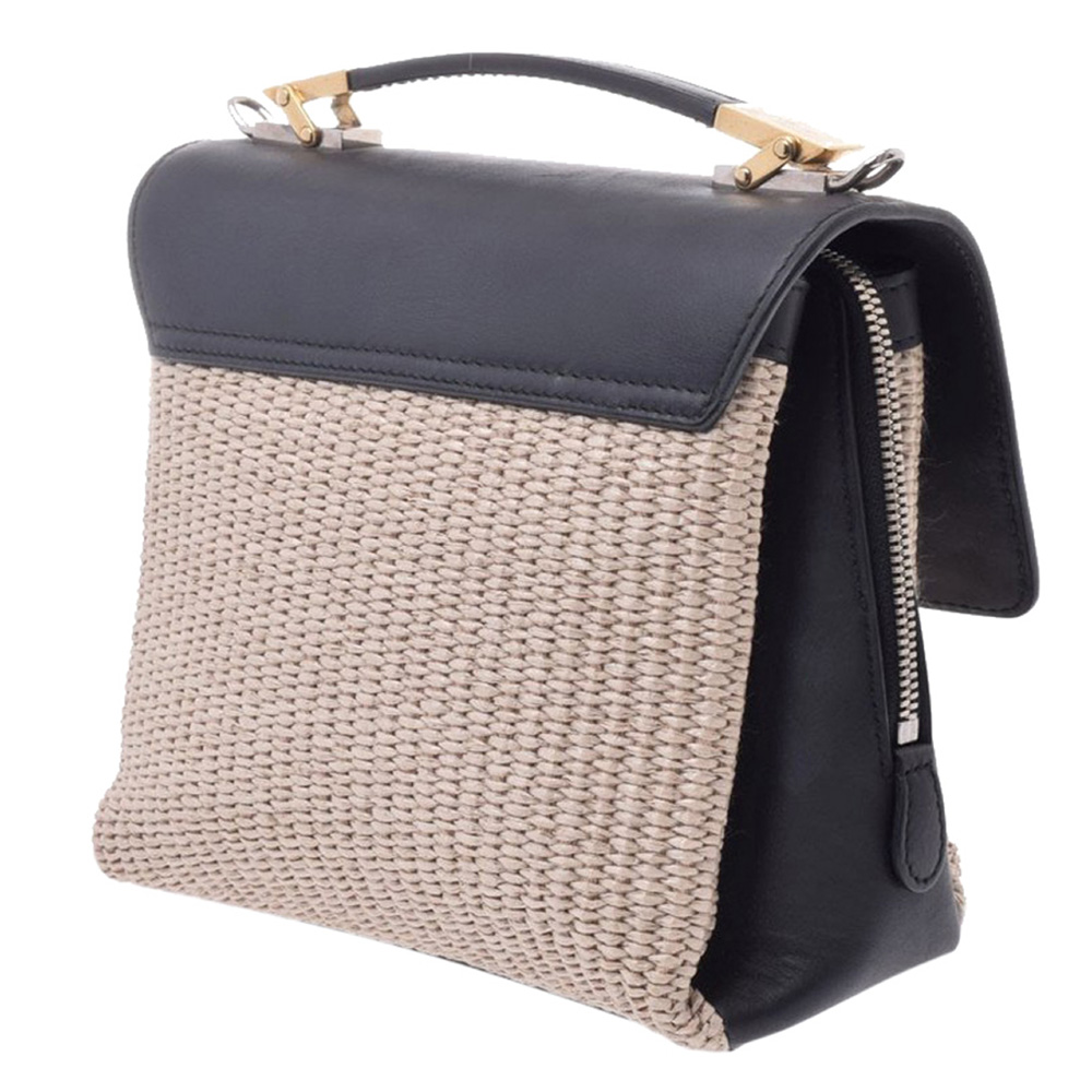 

Balenciaga Black/Beige Straw And Leather Rudis Satch