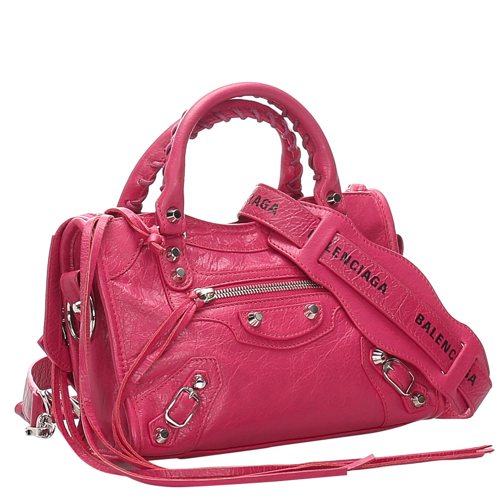 

Balenciaga Pink Leather Motocross Classic Mini City Bag