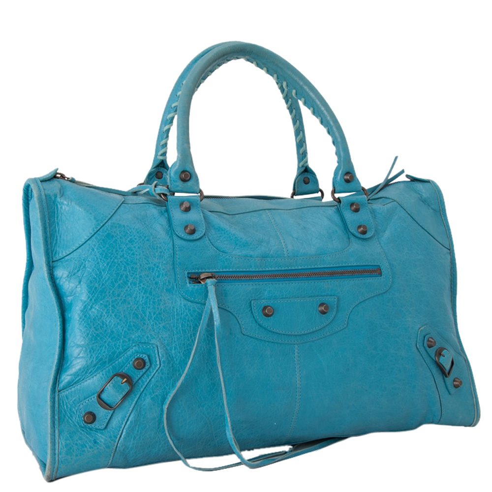 

Balenciaga Blue Leather Motocross Classic Bag