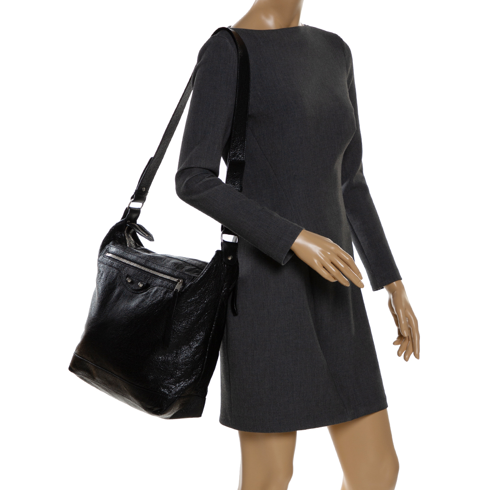 

Balenciaga Black Leather RH Classic Day Messenger Bag
