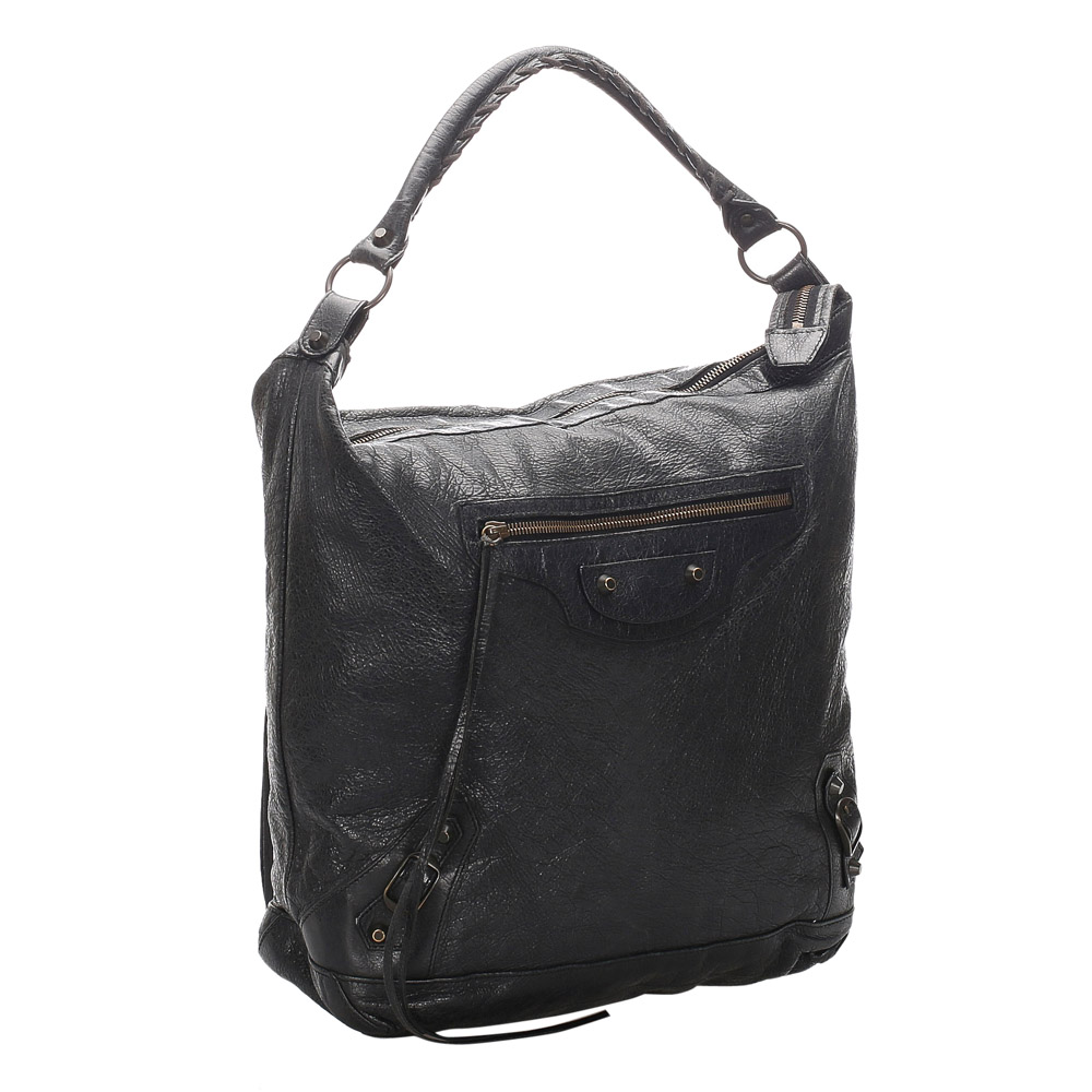 

Balenciaga Black Leather Motocross Classic Day Bag