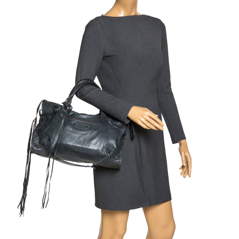 

Balenciaga Anthracite Leather RH City Bag, Grey