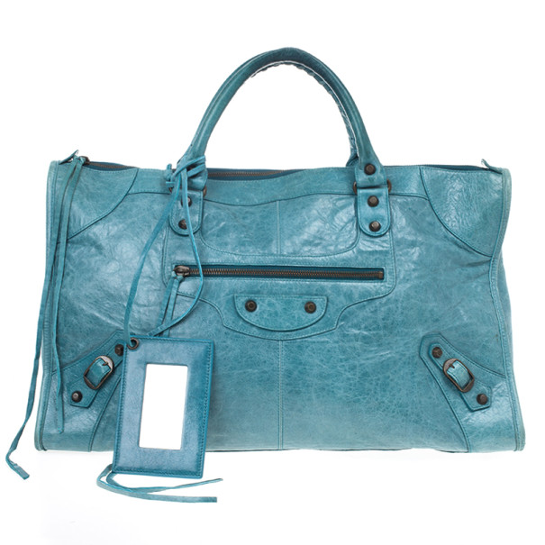 مملوكة مسبقًا Balenciaga Blue Lambskin Classic Work