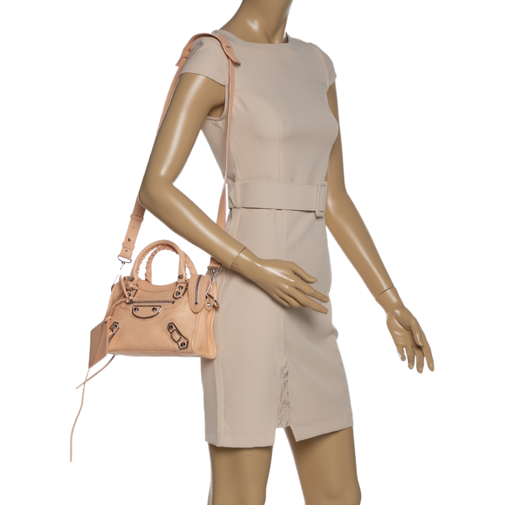 

Balenciaga Peach Leather Mini RH Classic City Tote, Orange