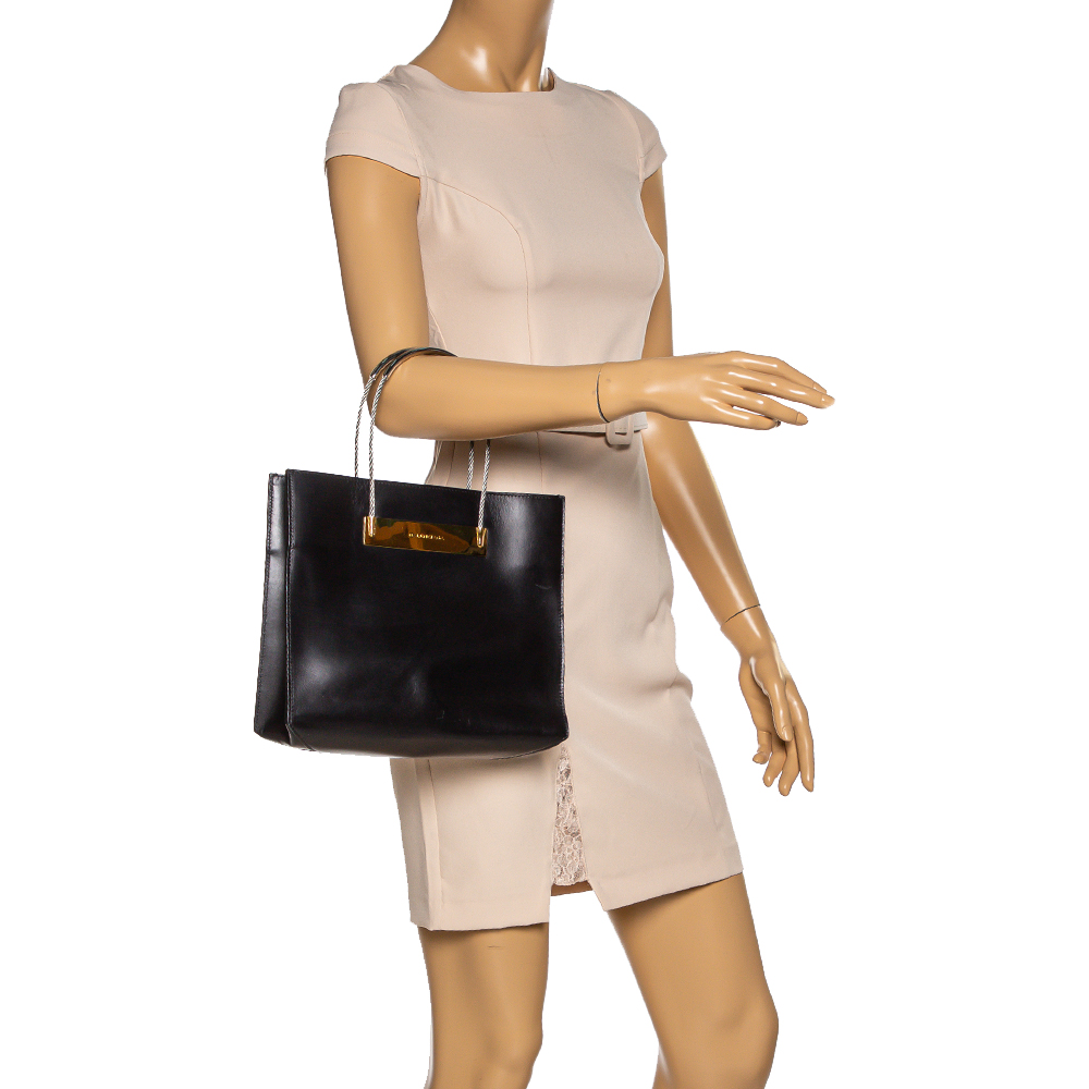 

Balenciaga Black Leather Small Cable Shopper Tote