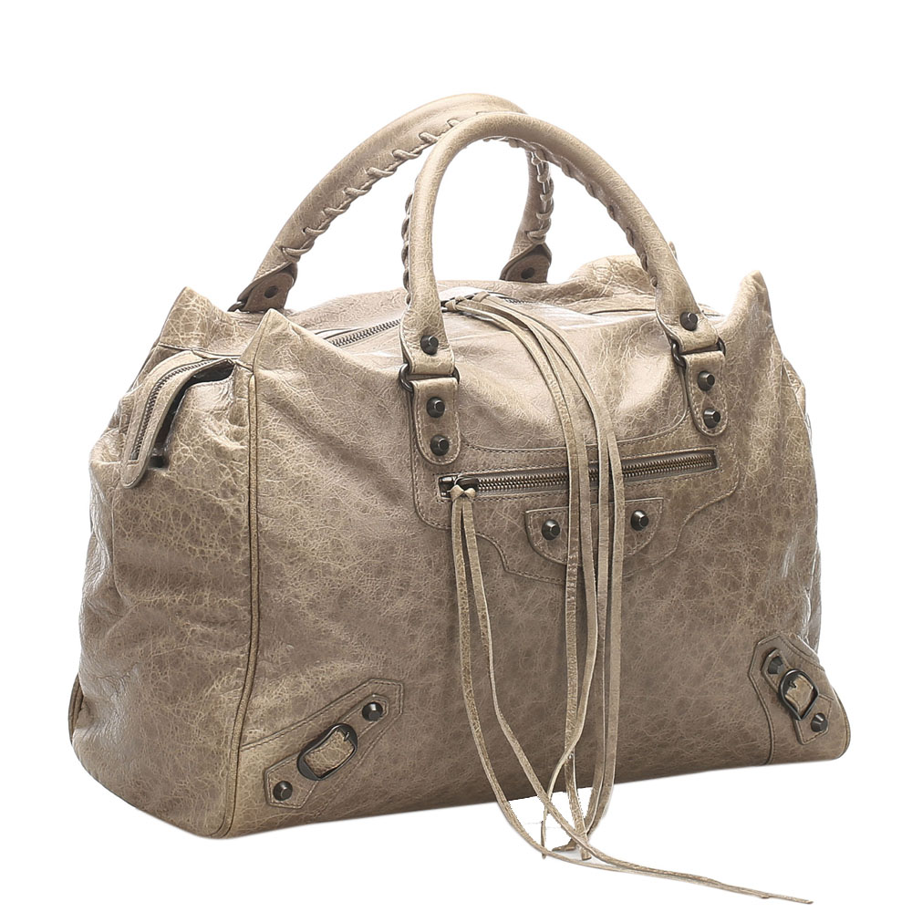 

Balenciaga Grey Leather Motocross Classic Midday Bag