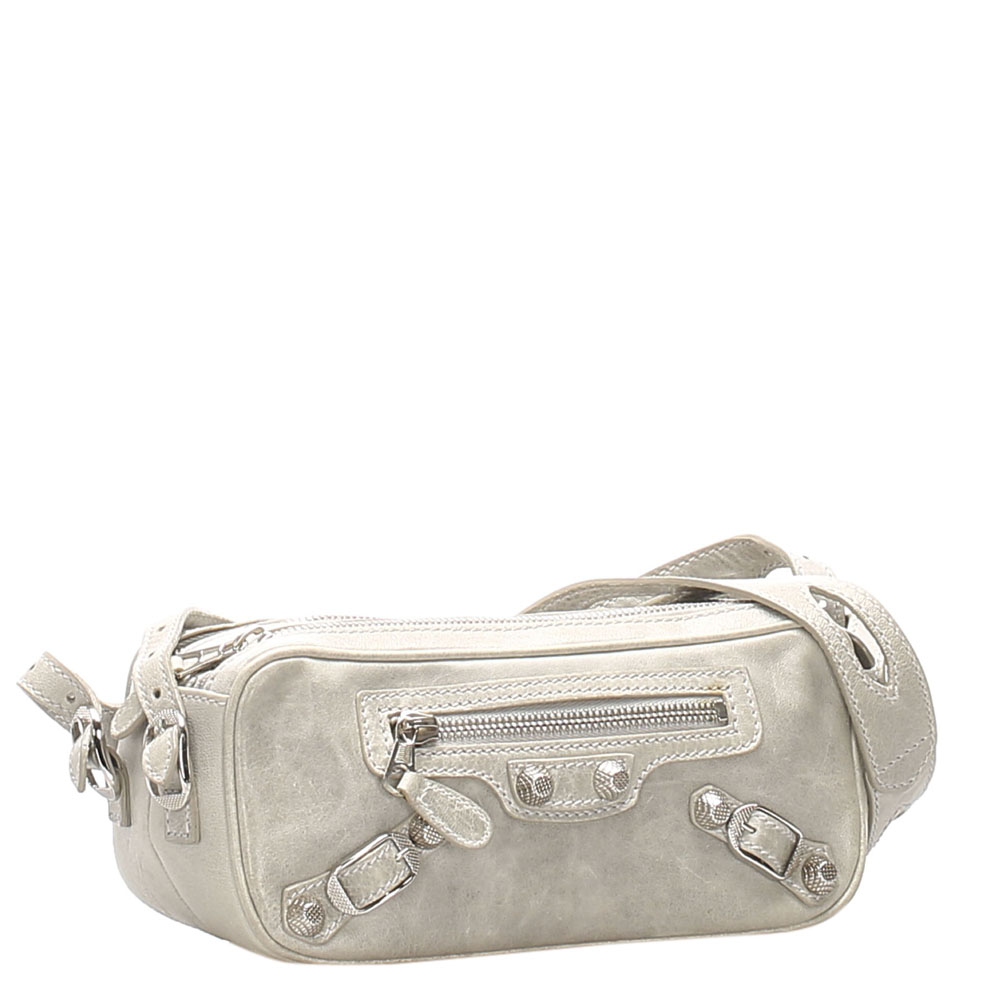 

Balenciaga Gray Leather Motocross Giant 12 Chic Crossbody Bag, Grey