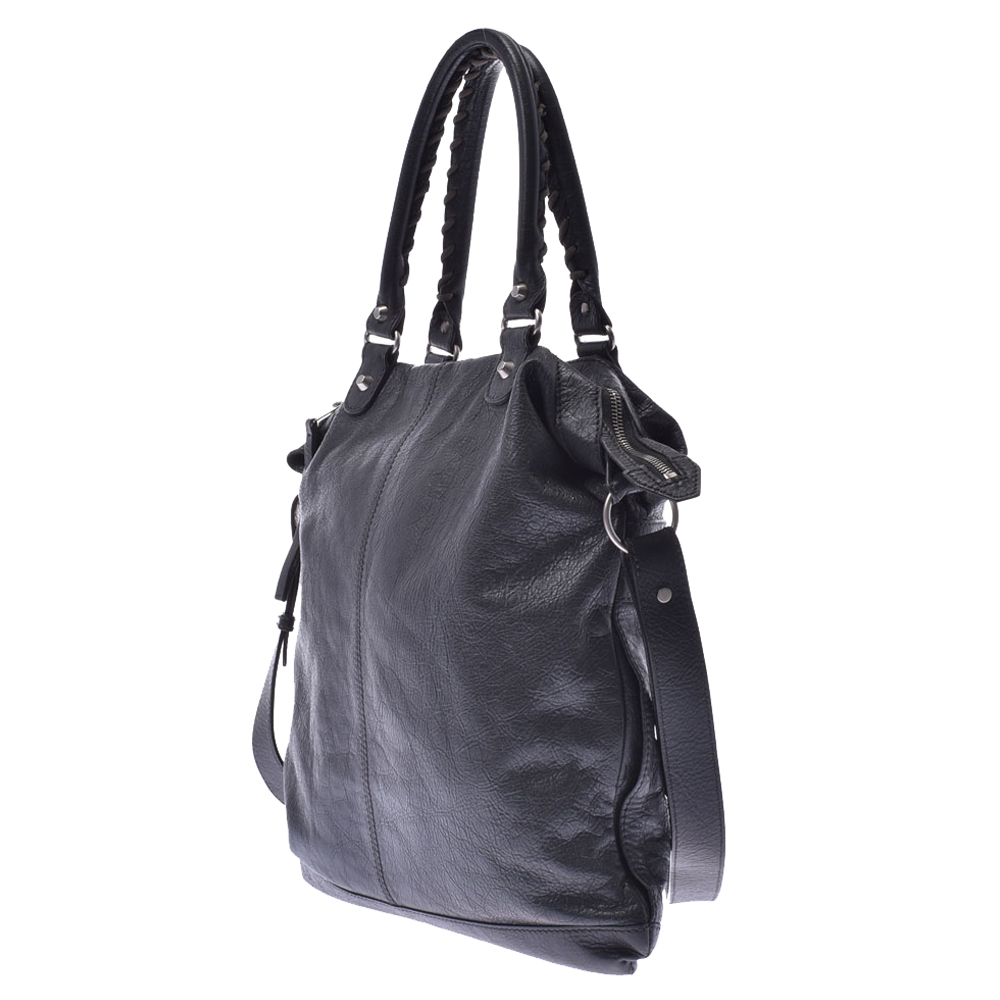 

Balenciaga Black Leather Motocross Classic Square Bag