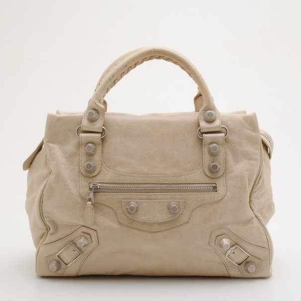 Balenciaga Praline Lambskin Leather Giant Midday Bag