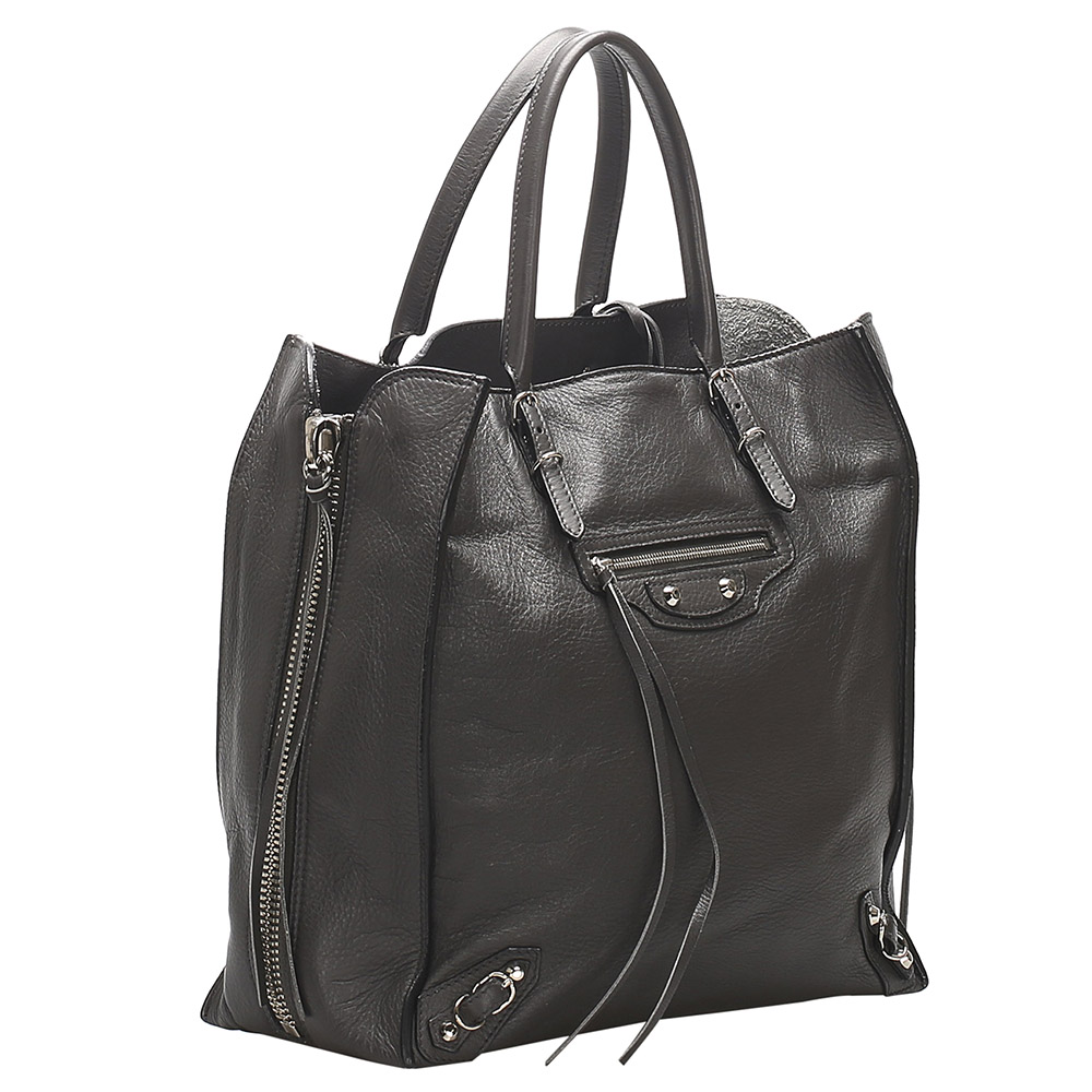 

Balenciaga Black Leather Motocross Papier A4 Bag
