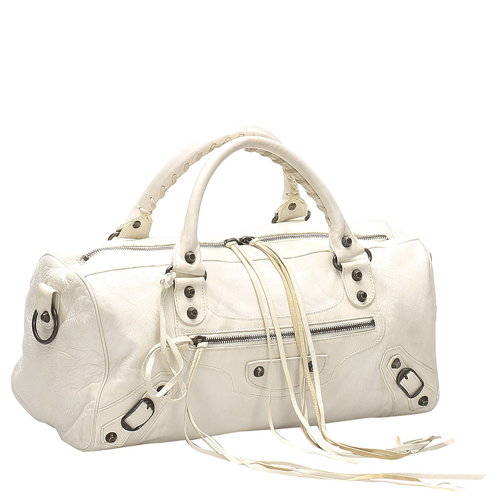 

Balenciaga White Leather Motocross Twiggy Bag