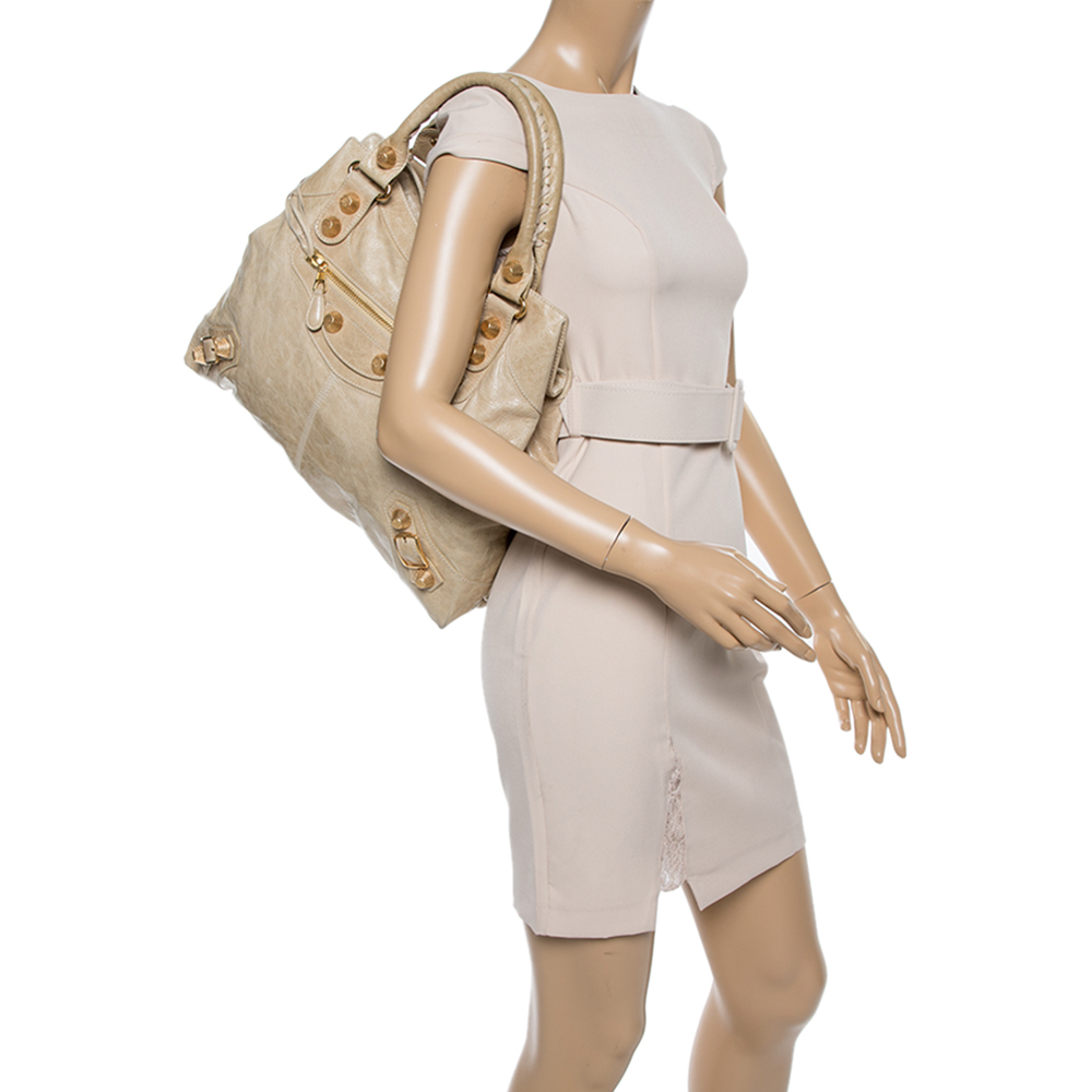 

Balenciaga Praline Leather GGH Brief Bag, Beige