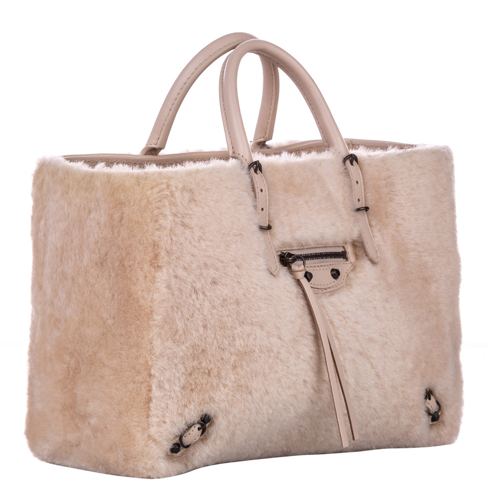 

Balenciaga Pink Shearling Fur/Leather Papier A6 Bag