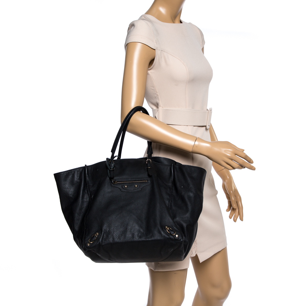 

Balenciaga Black Soft Leather Papier Tote