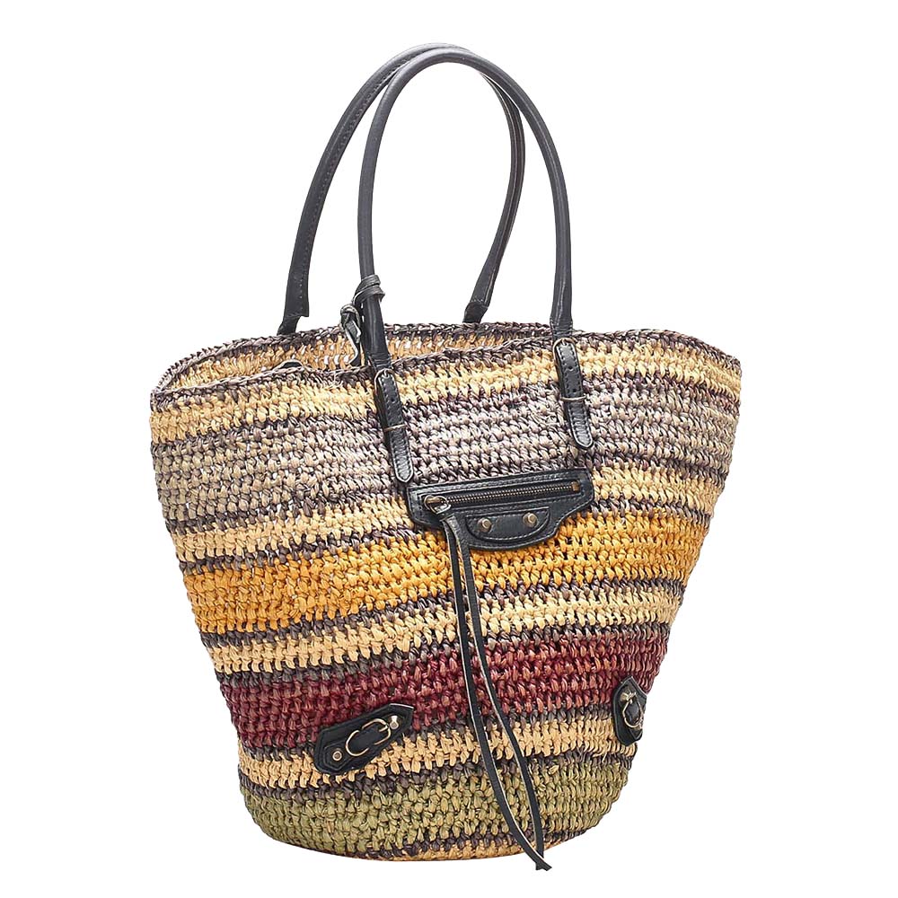 

Balenciaga Multicolor Straw Panier Bag