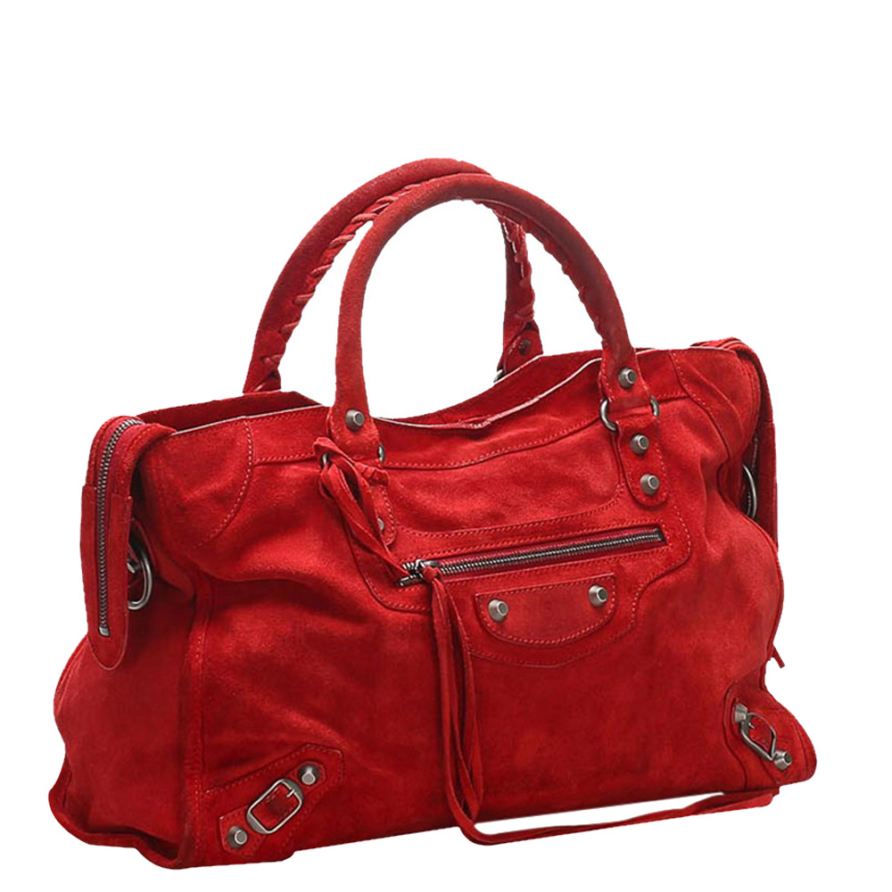 

Balenciaga Red Leather Motocross Classic City Bag