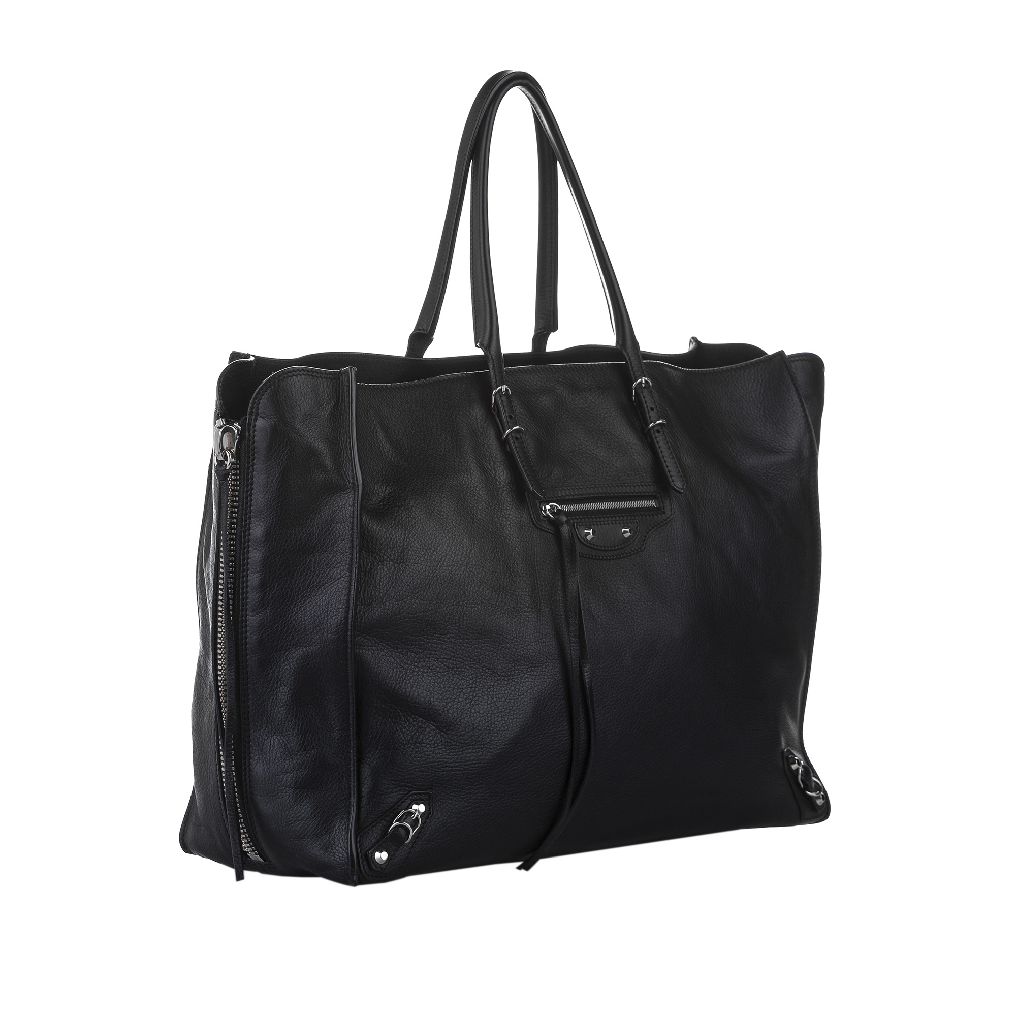 

Balenciaga Black Leather Papier A4 Zip-Around Tote Bag