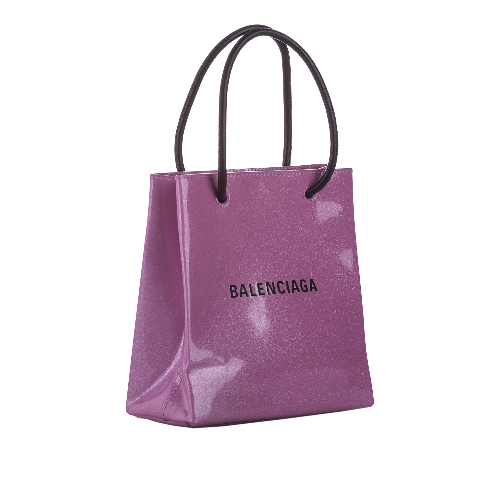 

Balenciaga Purple Patent Leather North South Shopping Tote, Black