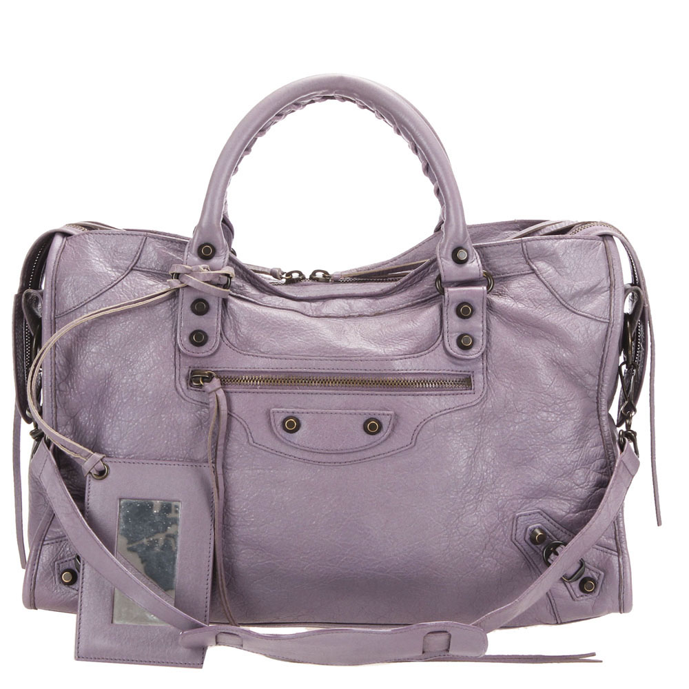 مملوكة مسبقًا Balenciaga Purple Leather Motocross Classic City Satchel bag