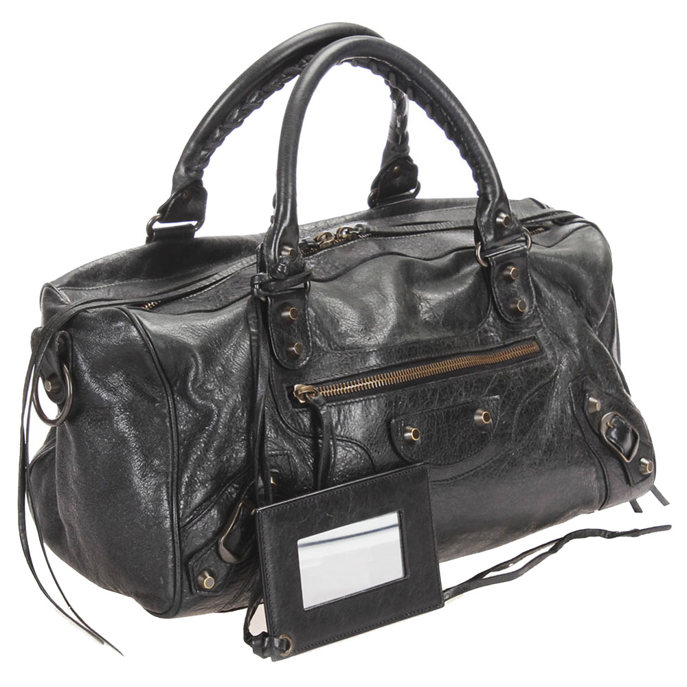 

Balenciaga Black Leather Motocross Twiggy Satchel Bag