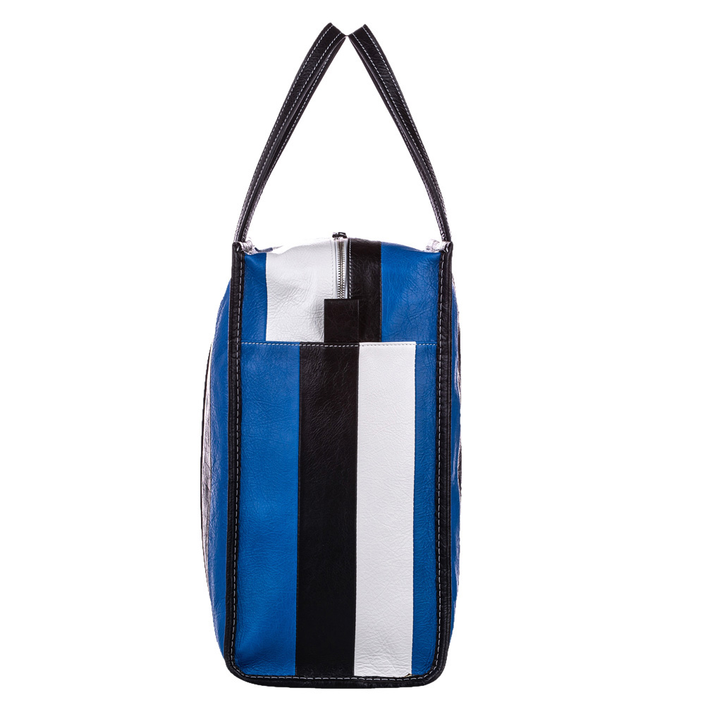 

Balenciaga Blue/White/Black Leather Bazar Shopper  Tote Bag