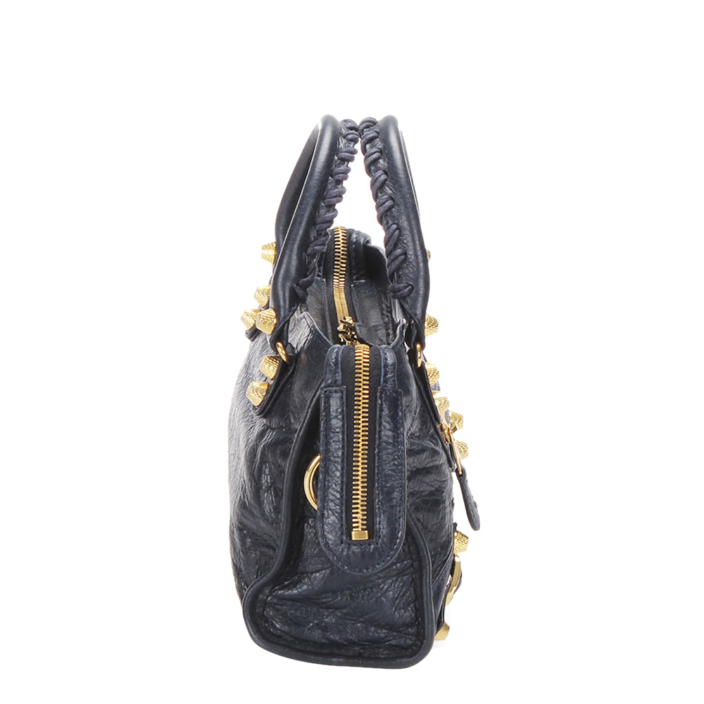 

Balenciaga Blue Leather Motocross Classic City Satchel Bag