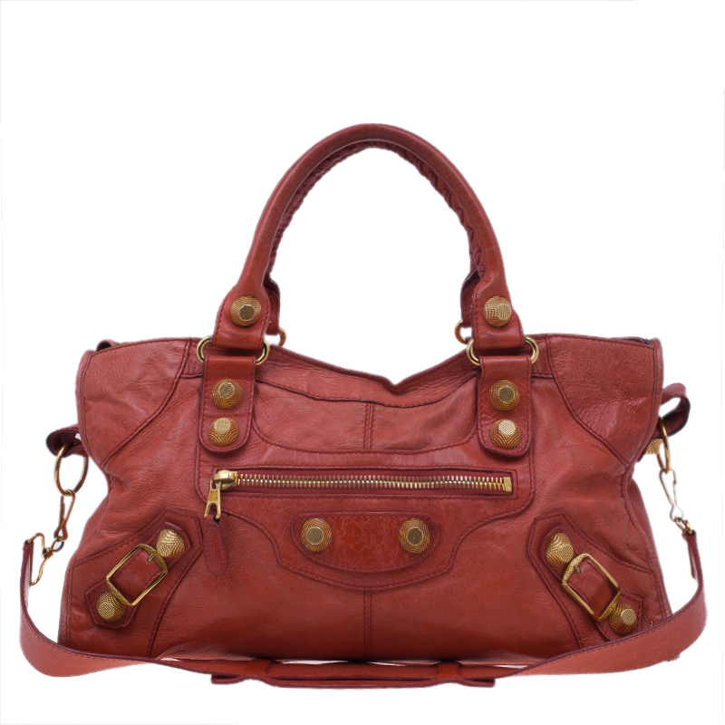 Pre Owned Balenciaga Orange Giant Part Time Shoulder Bag