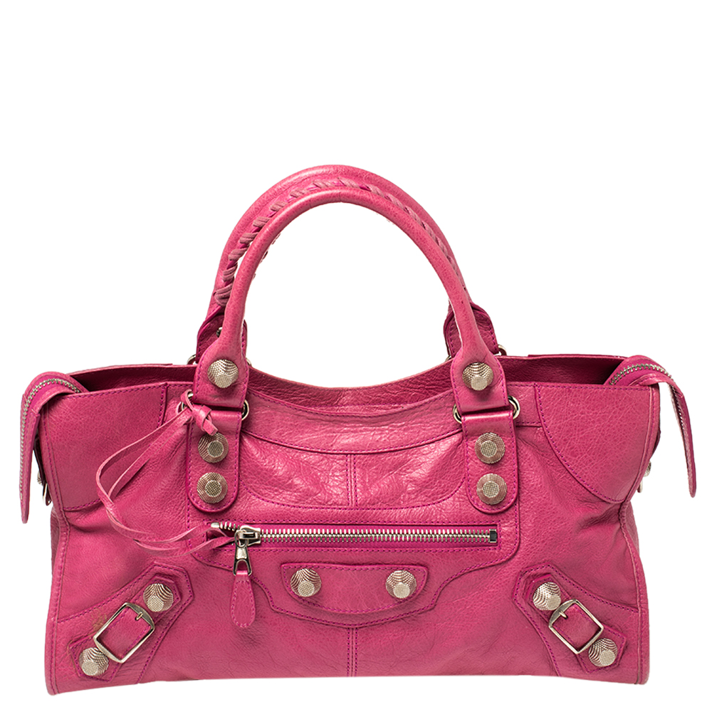 Pre-owned Balenciaga Cyclamen Leather Gsh Part Time Tote In Pink
