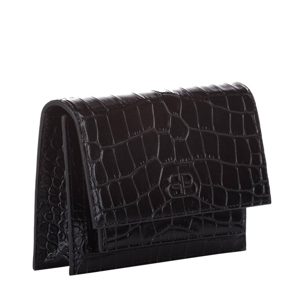 

Balenciaga Black Croc Embossed Leather Shoulder Bag