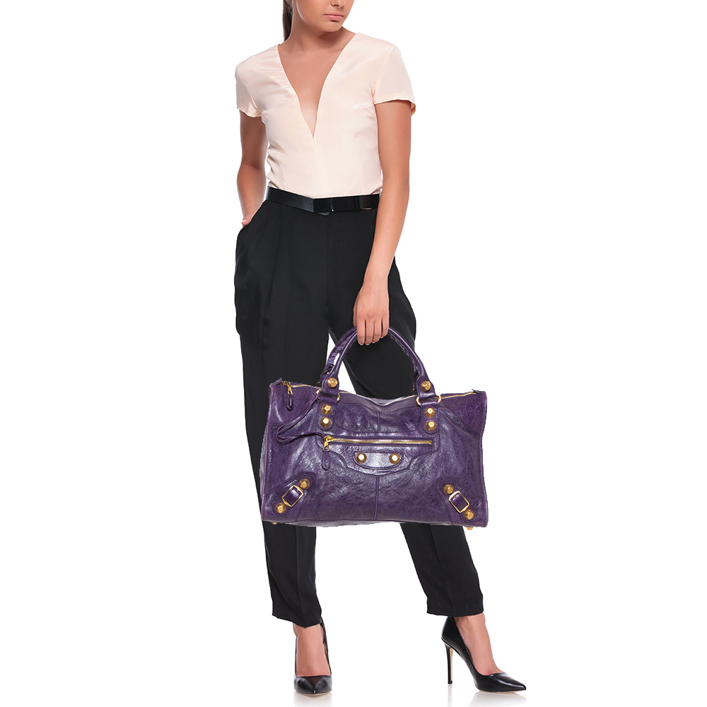 

Balenciaga Raisin Leather GGH Work Tote, Purple
