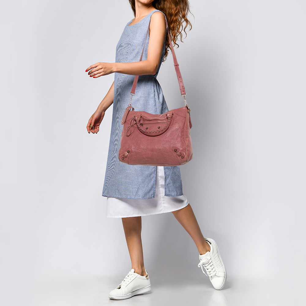 

Balenciaga Pink Leather Motocross Classic City Bag