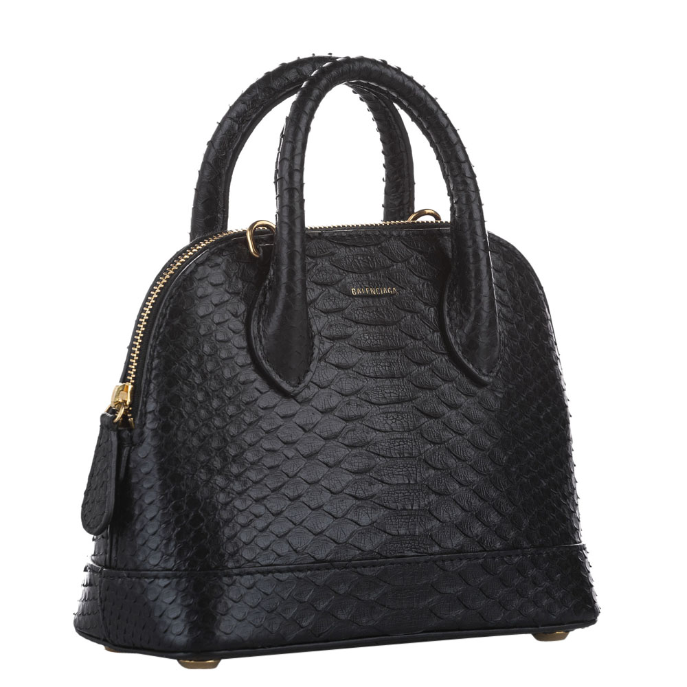 

Balenciaga Black Python Leather Ville Top Handle Bag