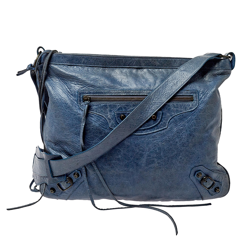 Pre-owned Balenciaga Ocean Leather Rh Flat Messenger Bag In Blue
