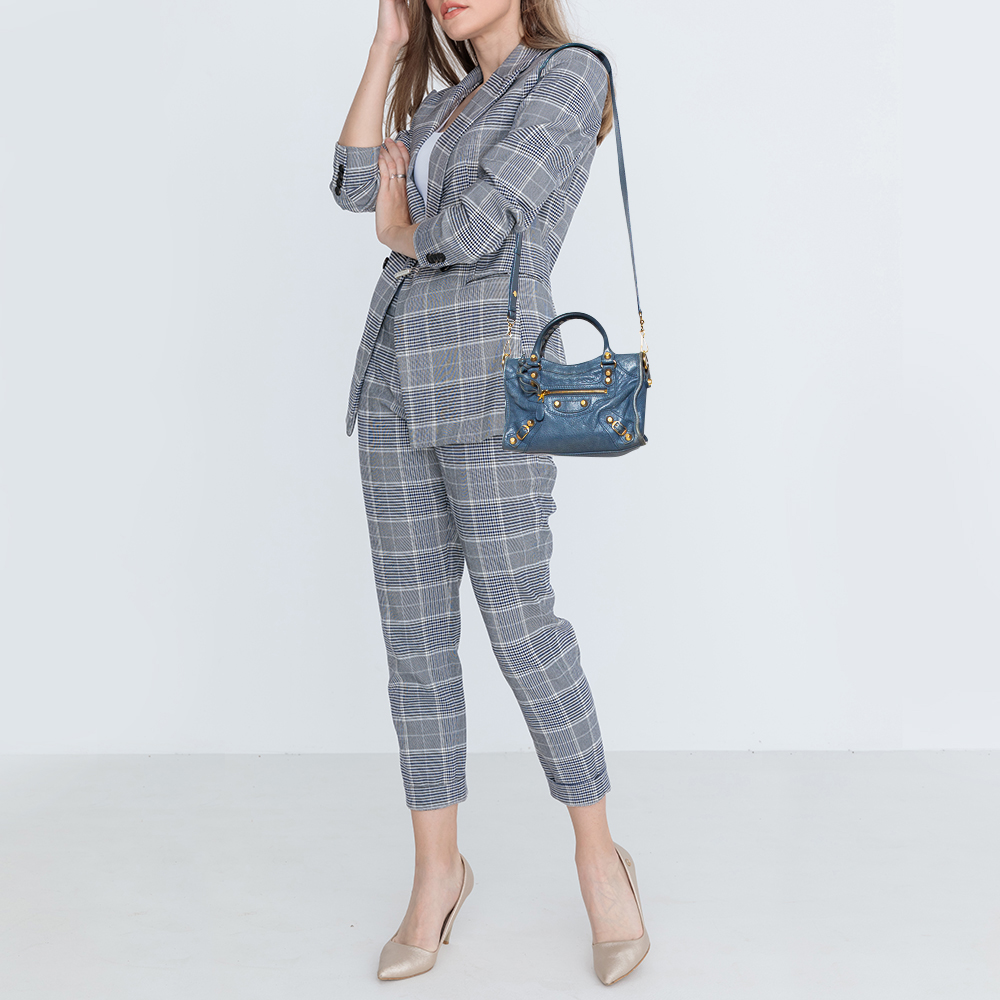 

Balenciaga Conard Leather Mini Classic City Tote, Blue