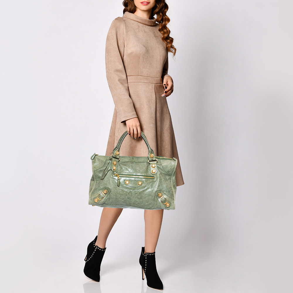 

Balenciaga Green Leather Giant Work Bag