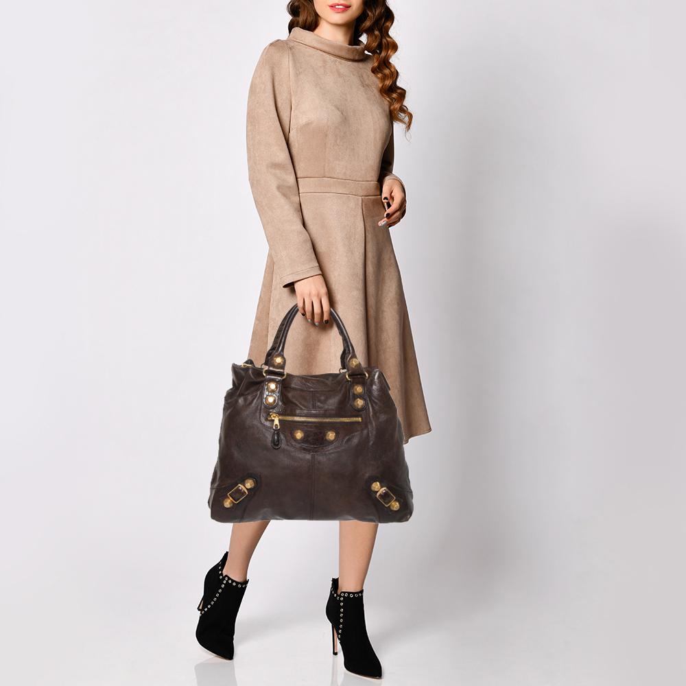 

Balenciaga Castagna Leather GGH Brief Bag, Brown