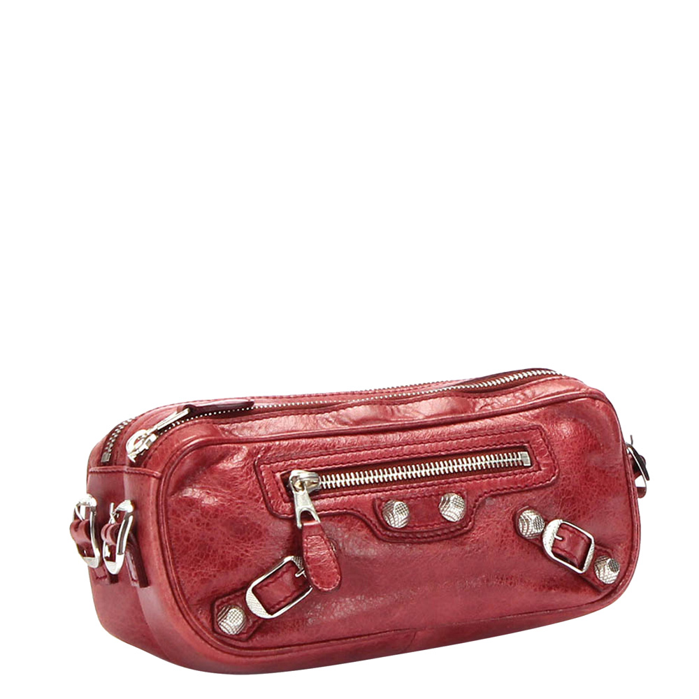 

Balenciaga Red Leather Motocross Giant 12 Chic Bag