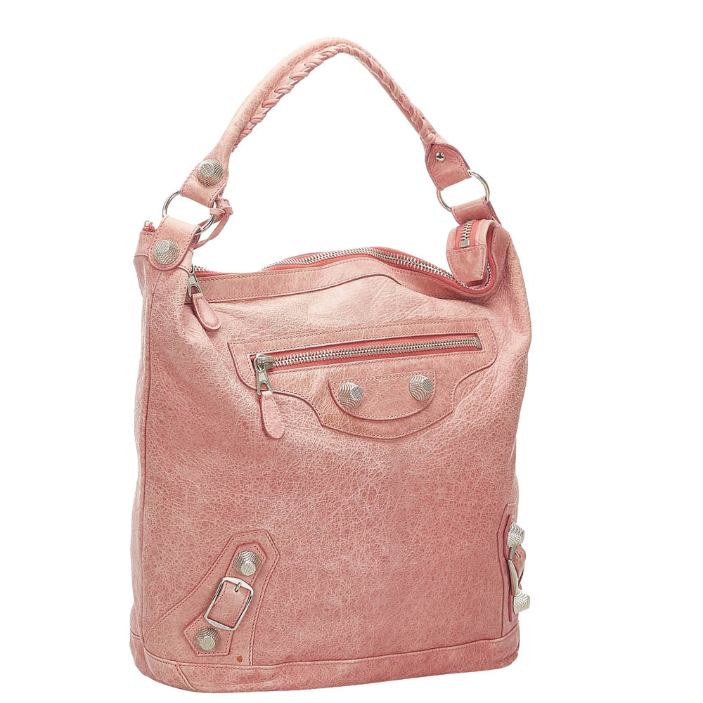 

Balenciaga Pink Leather Motocross Giant Day Bag