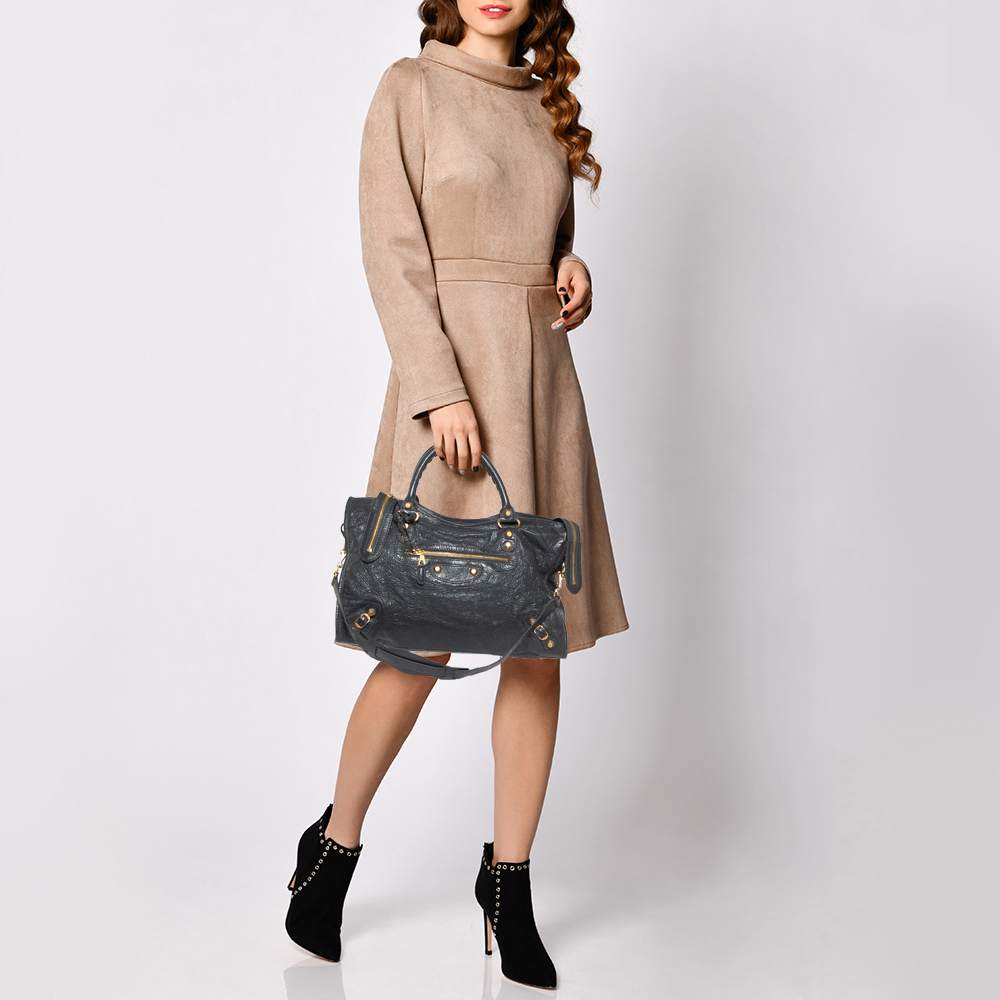 

Balenciaga Antrachite Leather RGH City Tote, Grey