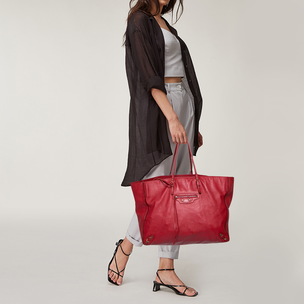 

Balenciaga Red Leather Papier A4 Tote