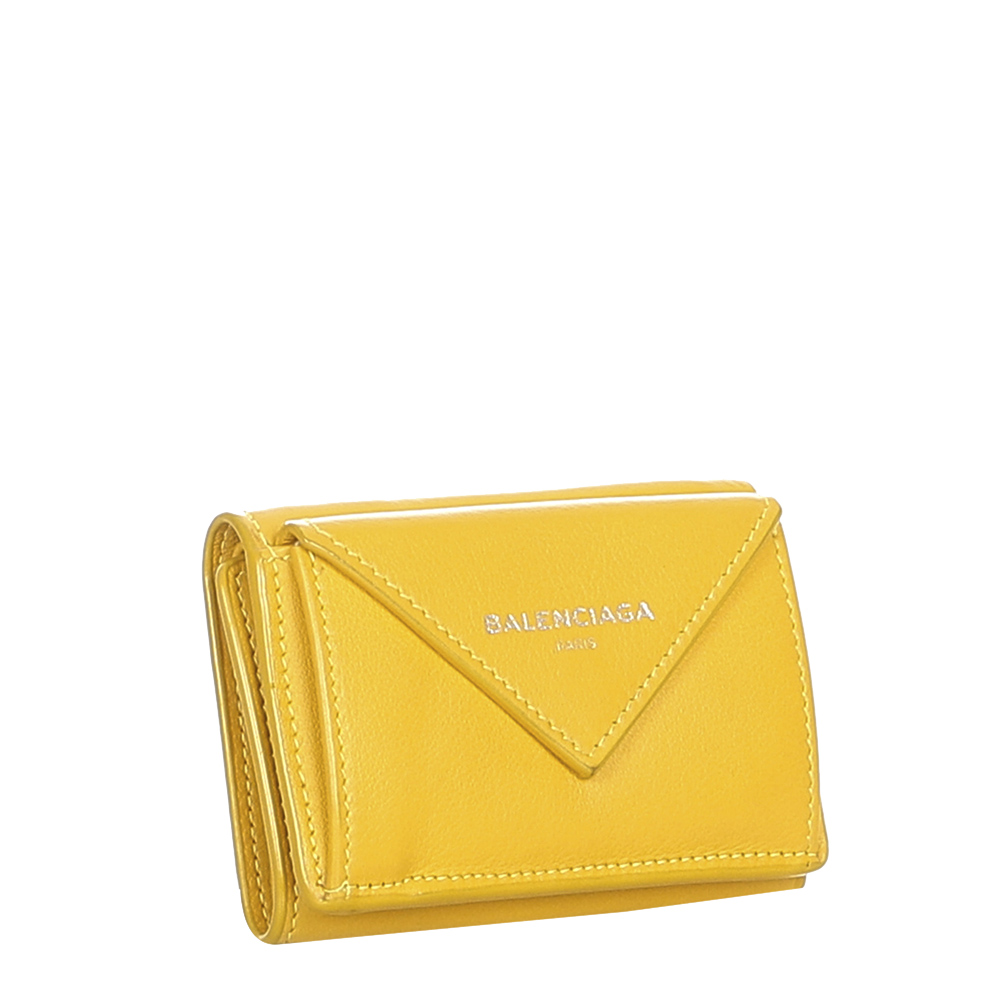 

Balenciaga Yellow Leather Papier Compact Wallet