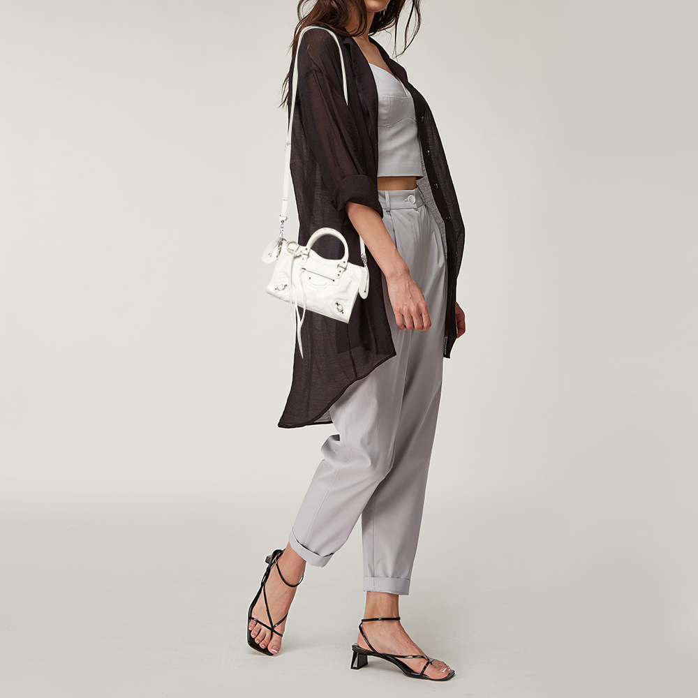 

Balenciaga White Leather Nano Classic City Tote