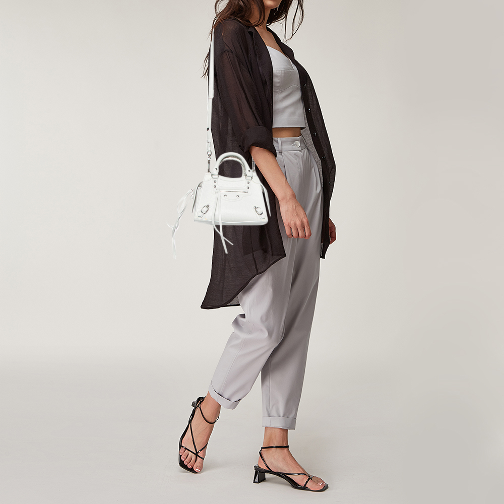 

Balenciaga White Leather Mini Neo Classic Tote