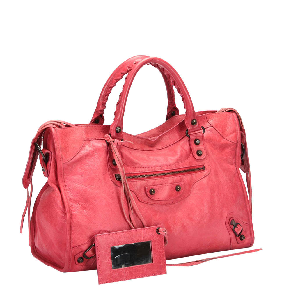 

Balenciaga Red Leather Motocross City Shoulder Bag