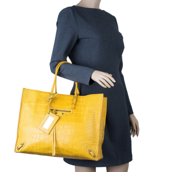 🔴 Balenciaga Papier A4 Tote Bag - Yellow Leather