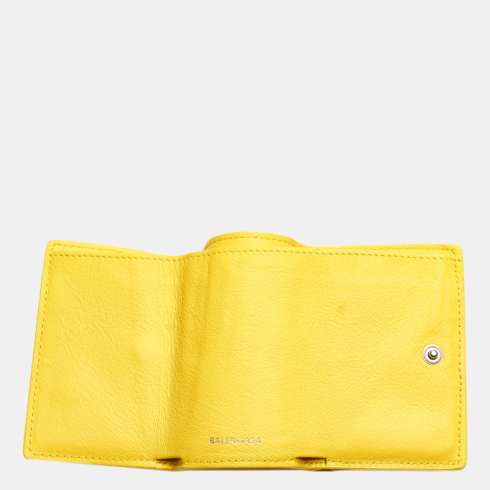 

Balenciaga Yellow Papier Leather Compact Wallet