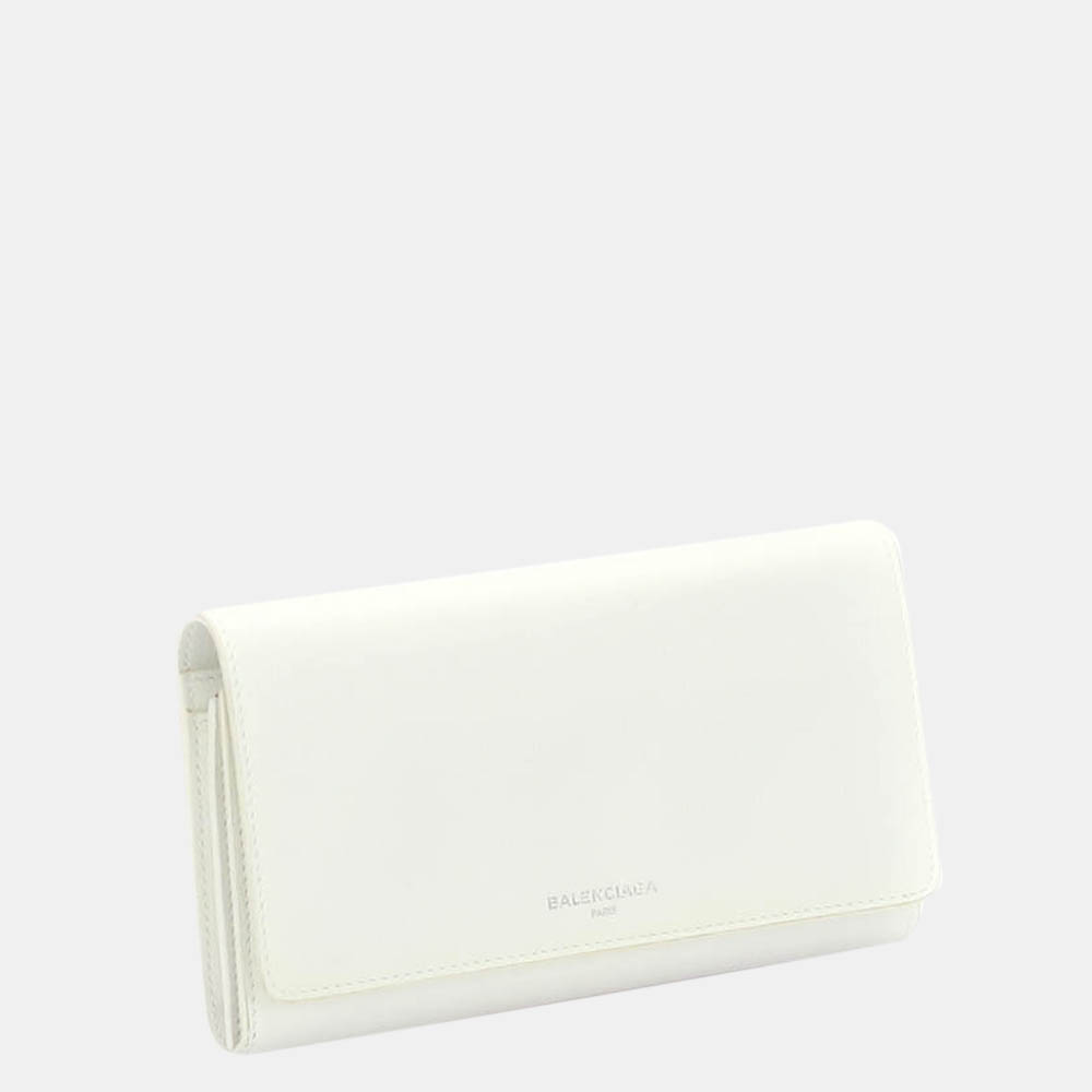 

Balenciaga White Calfskin Leather Long Wallet