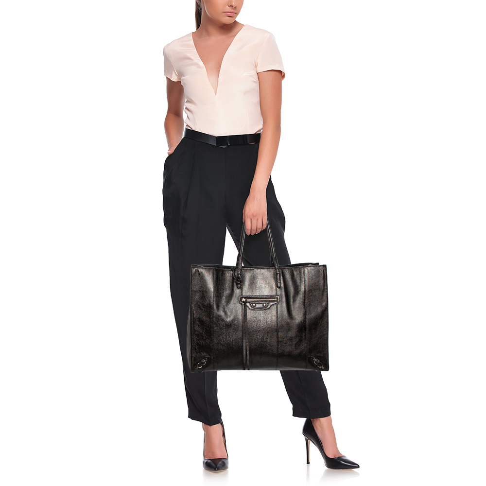 

Balenciaga Black Karung Leather Papier A4 Tote