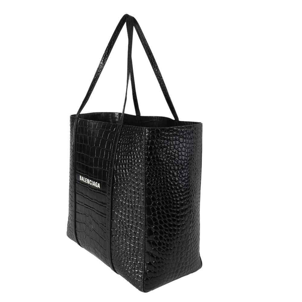 

Balenciaga Black Crocodile-Embossed Leather Small Everyday Tote Bag